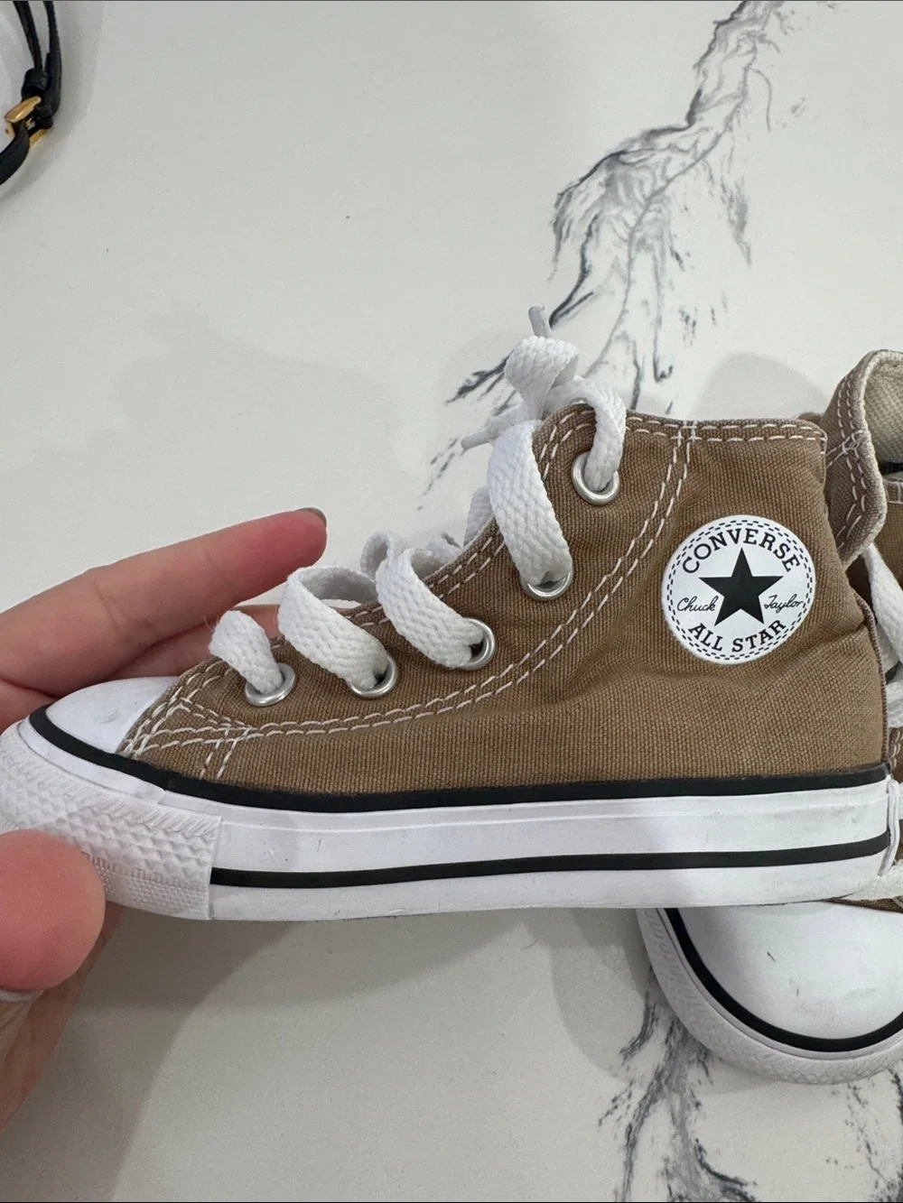 Converse toddler Brown High-Top Canvas Sneakers with White Accents